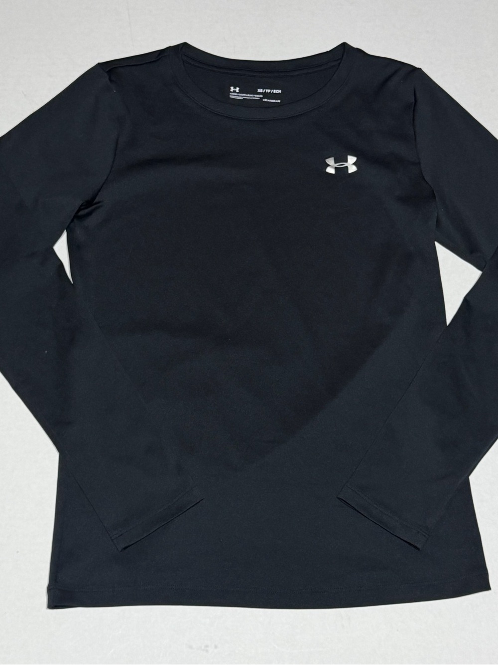 Under Armour Black Long Sleeve Athletic Top with Silver Logo